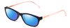 Profile View of Ann Taylor ATR020 Designer Polarized Reading Sunglasses with Custom Cut Powered Blue Mirror Lenses in Matte Navy Blue Blush Crystal Pink Ladies Cateye Full Rim Acetate 52 mm