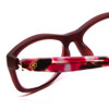 Close Up View of Ann Taylor ATR020 Designer Single Vision Prescription Rx Eyeglasses in Matte Burgundy Red Marble Tortoise Ladies Cateye Full Rim Acetate 52 mm