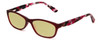 Profile View of Ann Taylor ATR020 Designer Polarized Reading Sunglasses with Custom Cut Powered Sun Flower Yellow Lenses in Matte Burgundy Red Marble Tortoise Ladies Cateye Full Rim Acetate 52 mm