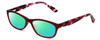 Profile View of Ann Taylor ATR020 Designer Polarized Reading Sunglasses with Custom Cut Powered Green Mirror Lenses in Matte Burgundy Red Marble Tortoise Ladies Cateye Full Rim Acetate 52 mm