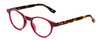 Profile View of Ann Taylor ATR030 Designer Progressive Lens Blue Light Blocking Eyeglasses in Red Pink Tortoise Havana Brown Gold Ladies Round Full Rim Acetate 47 mm