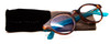 Top View of Ann Taylor ATR030 Designer Reading Eye Glasses with Custom Cut Powered Lenses in Tortoise Brown Gold Turquoise Crystal Blue Ladies Round Full Rim Acetate 47 mm