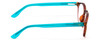 Side View of Ann Taylor ATR030 Designer Blue Light Blocking Eyeglasses in Tortoise Brown Gold Turquoise Crystal Blue Ladies Round Full Rim Acetate 47 mm