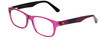 Profile View of Ann Taylor ATR040 Designer Blue Light Blocking Eyeglasses in Crystal Purple Hot Pink Fuchsia Stripe Ladies Classic Full Rim Acetate 52 mm