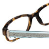 Close Up View of Coach HC6083 Designer Reading Eye Glasses with Custom Cut Powered Lenses in Tortoise Havana Brown Gold Crystal Teal Blue Ladies Rectangle Full Rim Acetate 52 mm