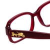 Close Up View of Coach HC6105 Designer Progressive Lens Prescription Rx Eyeglasses in Aubergine Red Crystal Ladies Rectangle Full Rim Acetate 53 mm