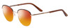 Profile View of Scott&Zelda SZ7429 Designer Polarized Sunglasses with Custom Cut Red Mirror Lenses in Satin Brown Gold Glitter Tips Unisex Round Full Rim Metal 50 mm
