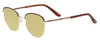 Profile View of Scott&Zelda SZ7429 Designer Polarized Reading Sunglasses with Custom Cut Powered Sun Flower Yellow Lenses in Satin Brown Gold Glitter Tips Unisex Round Full Rim Metal 50 mm