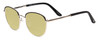 Profile View of Scott&Zelda SZ7429 Designer Polarized Reading Sunglasses with Custom Cut Powered Sun Flower Yellow Lenses in Satin Black Silver Glitter Tips Unisex Round Full Rim Metal 50 mm