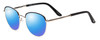 Profile View of Scott&Zelda SZ7429 Designer Polarized Reading Sunglasses with Custom Cut Powered Blue Mirror Lenses in Satin Black Silver Glitter Tips Unisex Round Full Rim Metal 50 mm