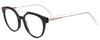 Profile View of Scott&Zelda SZ7431 Designer Blue Light Blocking Eyeglasses in Gloss Black Silver Crystal Tips Unisex Oval Full Rim Acetate 50 mm