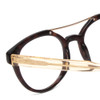 Close Up View of Scott&Zelda SZ7431 Designer Single Vision Prescription Rx Eyeglasses in Tortoise Havana Brown Gold Crystal Amber Tips Unisex Oval Full Rim Acetate 50 mm
