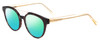 Profile View of Scott&Zelda SZ7431 Designer Polarized Reading Sunglasses with Custom Cut Powered Green Mirror Lenses in Tortoise Havana Brown Gold Crystal Amber Tips Unisex Oval Full Rim Acetate 50 mm