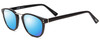 Profile View of Scott&Zelda SZ7436 Designer Polarized Sunglasses with Custom Cut Blue Mirror Lenses in Gloss Black Silver Studs Unisex Oval Full Rim Acetate 49 mm