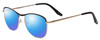 Profile View of Scott&Zelda SZ7451 Designer Polarized Reading Sunglasses with Custom Cut Powered Blue Mirror Lenses in Matte Black Gold Gloss Tips Unisex Classic Full Rim Metal 55 mm