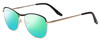 Profile View of Scott&Zelda SZ7451 Designer Polarized Reading Sunglasses with Custom Cut Powered Green Mirror Lenses in Matte Black Gold Gloss Tips Unisex Classic Full Rim Metal 55 mm