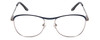 Front View of Scott&Zelda SZ7451 Designer Reading Eye Glasses with Custom Cut Powered Lenses in Matte Blue Gun Metal Silver Black Tips Unisex Classic Full Rim Metal 55 mm