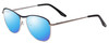 Profile View of Scott&Zelda SZ7451 Designer Polarized Sunglasses with Custom Cut Blue Mirror Lenses in Matte Blue Gun Metal Silver Black Tips Unisex Classic Full Rim Metal 55 mm
