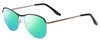 Profile View of Scott&Zelda SZ7451 Designer Polarized Reading Sunglasses with Custom Cut Powered Green Mirror Lenses in Matte Blue Gun Metal Silver Black Tips Unisex Classic Full Rim Metal 55 mm