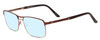 Profile View of Scott&Zelda SZ7454 Designer Progressive Lens Blue Light Blocking Eyeglasses in Matte Brown Satin Copper Unisex Rectangle Full Rim Metal 55 mm