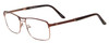 Profile View of Scott&Zelda SZ7454 Designer Progressive Lens Blue Light Blocking Eyeglasses in Matte Brown Satin Copper Unisex Rectangle Full Rim Metal 55 mm