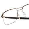 Close Up View of Scott&Zelda SZ7454 Designer Bi-Focal Prescription Rx Eyeglasses in Matte Black Silver Unisex Rectangle Full Rim Metal 55 mm