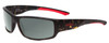 Profile View of Smith Optics Survey Designer Polarized Reading Sunglasses with Custom Cut Powered Smoke Grey Lenses in Matte Camo Brown Unisex Wrap Full Rim Acetate 60 mm