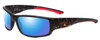 Profile View of Smith Optics Survey Designer Polarized Reading Sunglasses with Custom Cut Powered Blue Mirror Lenses in Matte Camo Brown Unisex Wrap Full Rim Acetate 60 mm