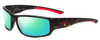 Profile View of Smith Optics Survey Designer Polarized Reading Sunglasses with Custom Cut Powered Green Mirror Lenses in Matte Camo Brown Unisex Wrap Full Rim Acetate 60 mm