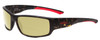 Profile View of Smith Optics Survey Designer Polarized Reading Sunglasses with Custom Cut Powered Sun Flower Yellow Lenses in Matte Camo Brown Unisex Wrap Full Rim Acetate 60 mm