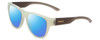 Profile View of Smith Optics Rounder Designer Polarized Sunglasses with Custom Cut Blue Mirror Lenses in Ice Smoke Green Crystal Grey Unisex Classic Full Rim Acetate 51 mm