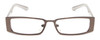Front View of Calabria Opti Clear 3413 Designer Single Vision Prescription Rx Eyeglasses in Gun Metal Silver Black Unisex Rectangle Full Rim Metal 52 mm