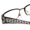 Close Up View of Calabria Opti Clear 3413 Designer Single Vision Prescription Rx Eyeglasses in Gun Metal Silver Black Unisex Rectangle Full Rim Metal 52 mm