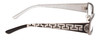 Side View of Calabria Opti Clear 3413 Designer Blue Light Blocking Eyeglasses in Gun Metal Silver Black Unisex Rectangle Full Rim Metal 52 mm