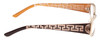 Side View of Calabria Opti Clear 3413 Designer Blue Light Blocking Eyeglasses in Gold Brown Tan Unisex Rectangle Full Rim Metal 52 mm