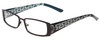 Profile View of Calabria Opti Clear 3413 Designer Blue Light Blocking Eyeglasses in Black Gun Metal Grey Unisex Rectangle Full Rim Metal 52 mm