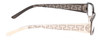 Side View of Calabria Opti Clear 3413 Designer Blue Light Blocking Eyeglasses in Gun Metal White Brown Unisex Rectangle Full Rim Metal 52 mm