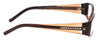 Side View of Calabria Opti Clear 3485 Designer Blue Light Blocking Eyeglasses in Brown Amber Crystals Ladies Rectangle Full Rim Acetate 51 mm