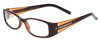 Profile View of Calabria Opti Clear 3485 Designer Blue Light Blocking Eyeglasses in Brown Amber Crystals Ladies Rectangle Full Rim Acetate 51 mm