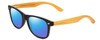 Profile View of Coyote Woodie Designer Polarized Sunglasses with Custom Cut Blue Mirror Lenses in Black Silver Brown Bamboo Wood Unisex Classic Full Rim Wood 52 mm