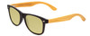 Profile View of Coyote Woodie Designer Polarized Reading Sunglasses with Custom Cut Powered Sun Flower Yellow Lenses in Black Silver Brown Bamboo Wood Unisex Classic Full Rim Wood 52 mm