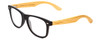 Profile View of Coyote Woodie Designer Reading Eye Glasses in Black Silver Brown Bamboo Wood Unisex Classic Full Rim Wood 52 mm