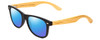 Profile View of Coyote Woodie Designer Polarized Sunglasses with Custom Cut Blue Mirror Lenses in Black Silver Brown Bamboo Wood Unisex Classic Full Rim Wood 52 mm