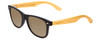 Profile View of Coyote Woodie Designer Polarized Reading Sunglasses with Custom Cut Powered Amber Brown Lenses in Black Silver Brown Bamboo Wood Unisex Classic Full Rim Wood 52 mm