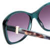 Close Up View of Bebe BB7141-471 Ladies Cateye Sunglasses Crystal Teal Tortoise & Grey Smoke 57mm