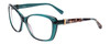 Profile View of Bebe BB7141-471 Designer Blue Light Blocking Eyeglasses in Crystal Teal Blue Green Tortoise Brown Gold Ladies Cateye Full Rim Acetate 57 mm