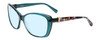 Profile View of Bebe BB7141-471 Designer Progressive Lens Blue Light Blocking Eyeglasses in Crystal Teal Blue Green Tortoise Brown Gold Ladies Cateye Full Rim Acetate 57 mm