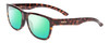 Profile View of Smith Optics Lowdown Slim 2 Designer Polarized Reading Sunglasses with Custom Cut Powered Green Mirror Lenses in Tortoise Havana Brown Gold Unisex Classic Full Rim Acetate 53 mm
