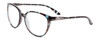 Profile View of Smith Optics Cheetah Designer Blue Light Blocking Eyeglasses in Sky Tortoise Havana Marble Brown Ladies Cateye Full Rim Acetate 54 mm