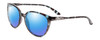 Profile View of Smith Optics Cheetah Designer Polarized Sunglasses with Custom Cut Blue Mirror Lenses in Sky Tortoise Havana Marble Brown Ladies Cateye Full Rim Acetate 54 mm